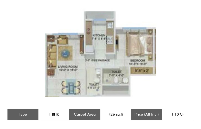 2 BHK-783 Sq.ft.